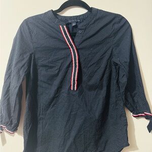 Tommy Hilfiger Navy Polka Dot Shirt with Red and White Trim